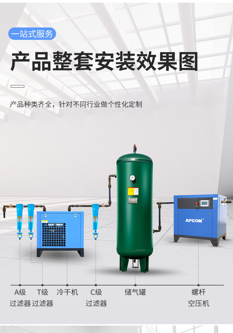 Permanent Magnet Variable Frequency 15Kw Screw Air Compressor Air Tank Industrial Grade 7.5Kw Air Pump Air Compressor