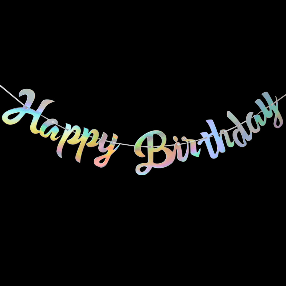 炫彩银连体生日拉旗黑底