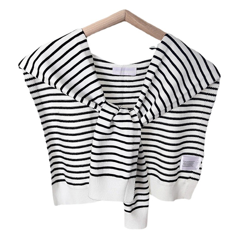 Striped Knitted Shawl for Women 2026 New Style High-End Versatile Fashionable Spring and Autumn Shoulder and Neck Protector Trendy Small Shawl