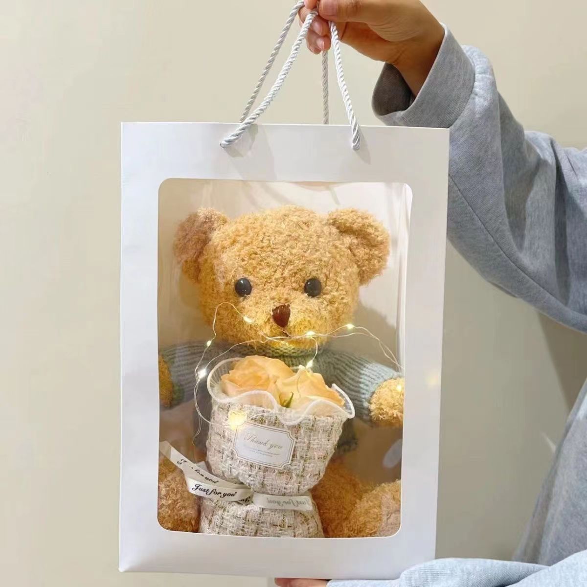 Día de San Valentín de Qixi osos muñecas flores de rosa eterno regalo de cumpleaños para amigos de clase maestra