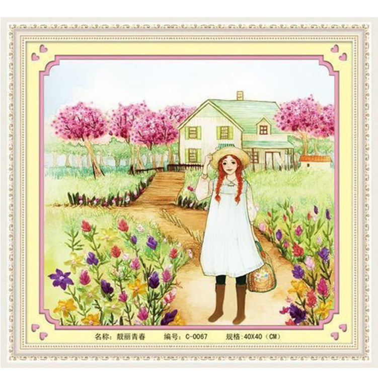 Bordado a mano DIY cinta bordado colgante pintura principiante bordado punto de cruz sala de estar pintura decorativa Lu bordado niños pequeña pintura colgante