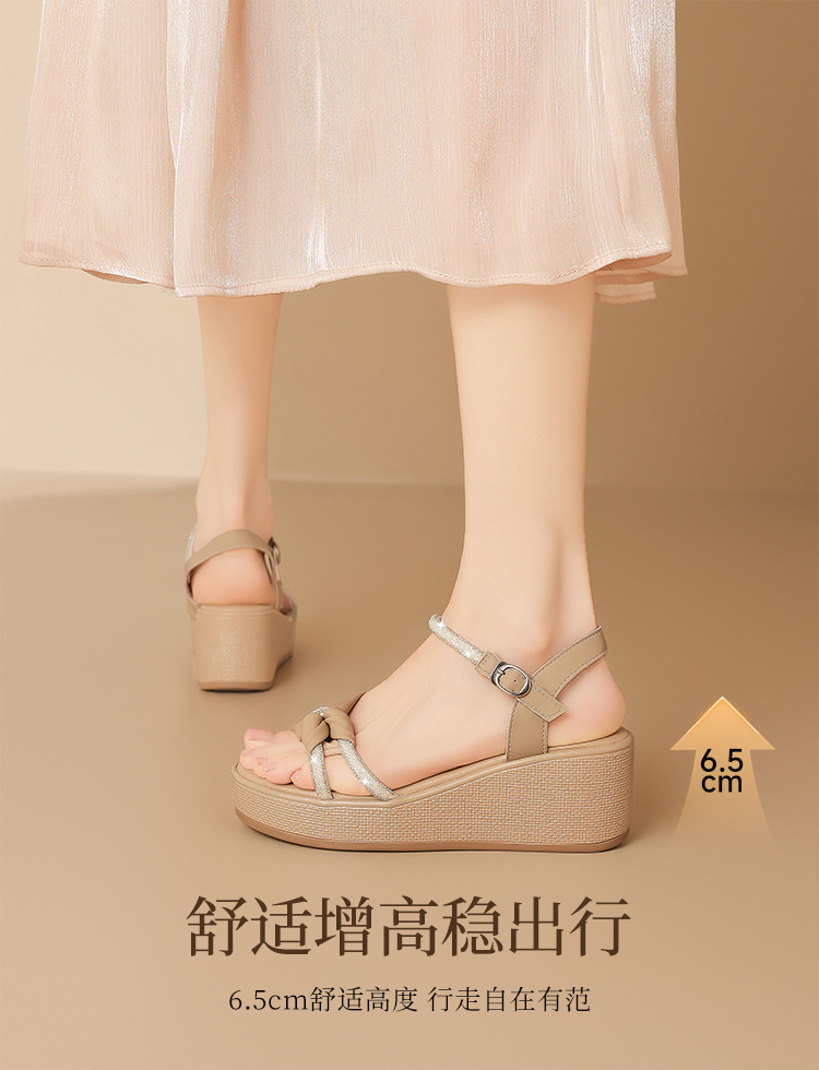 Sandal nữ đế xuồng đính đá cổ điển, tăng chiều cao, phong cách thanh lịch — M701 Hạnh chi tiết 6