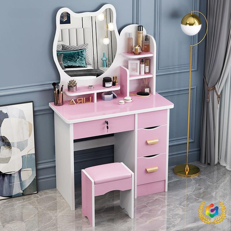 Dressing Table Bedroom Simple Modern Table Dressing Table Mirror Dressing Table Bedside Table with Light Girl Makeup Cabinet Small