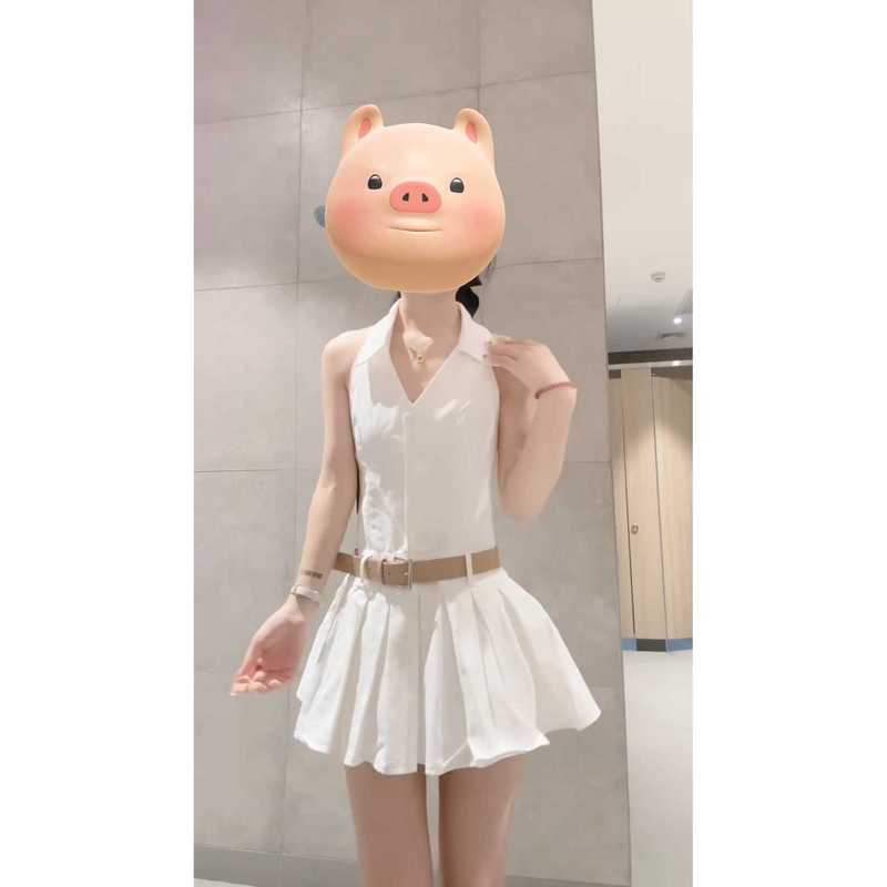 纯欲辣妹裙子女款爆款2025新款高级感网红时尚炸街白色无袖连衣裙|undefined