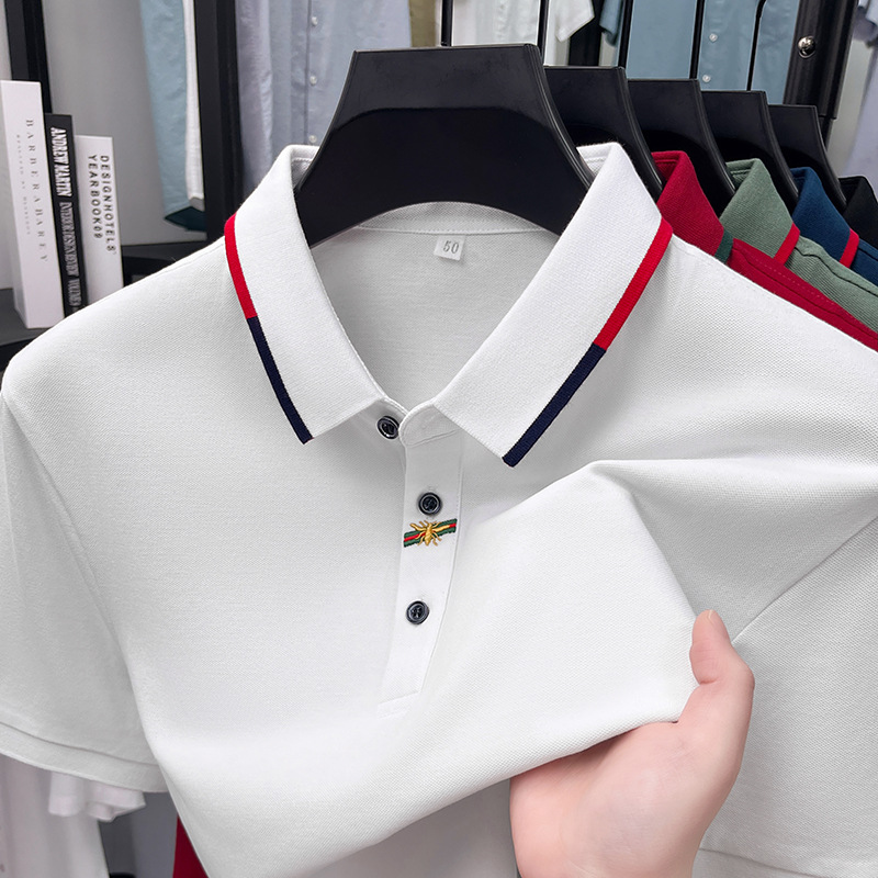 短袖T恤男夏季高档爸爸翻领休闲男装中年吸汗透气刺绣半袖polo衫