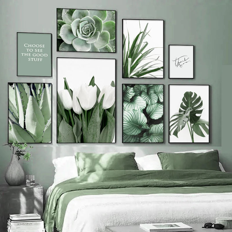 花朵植物艺术帆布画绘画北欧海报和版画墙壁图片客厅装饰画芯