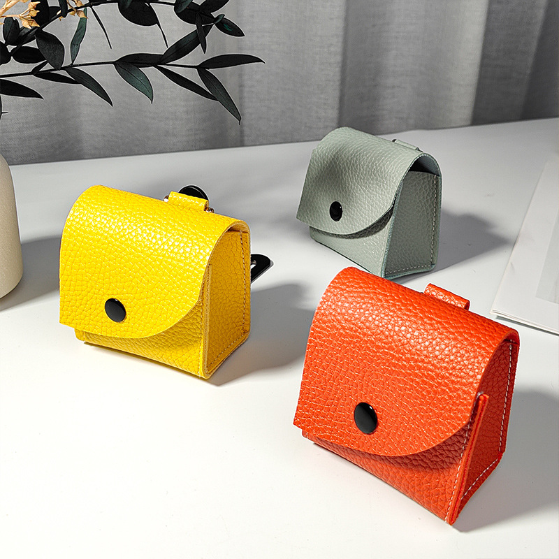 Litchi Pattern New Cute Leather Bag Key Bag Convenient for Business Trips Lipstick Makeup Storage Small Hanging Bag Coin Card Bag