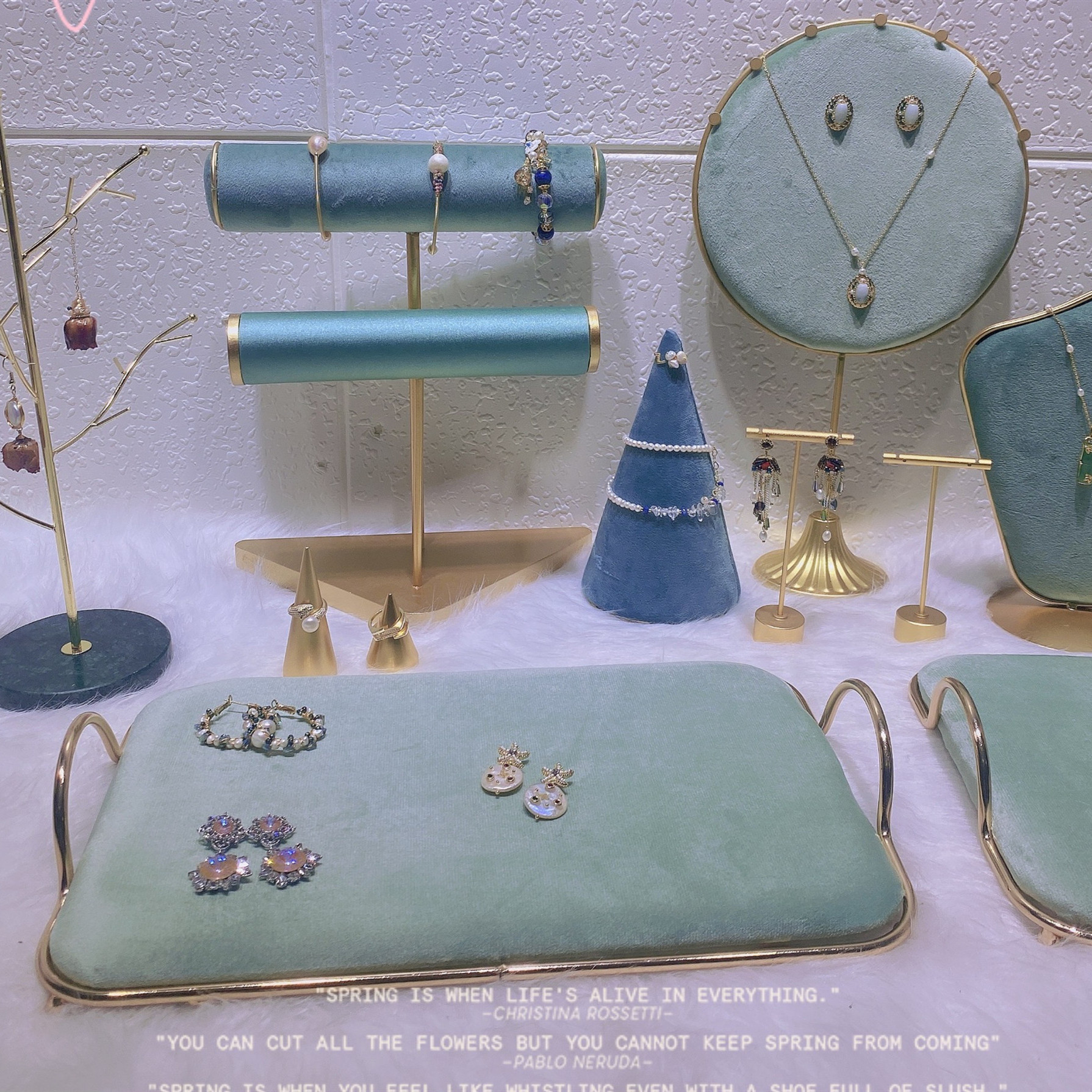 Jin Xiao display jewelry stand, green bean color set display accessory display storage accessory