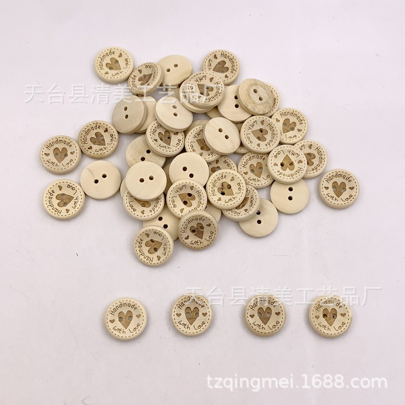 15/20/25mm ronda grabado láser hecho a mano wthlove botones de madera