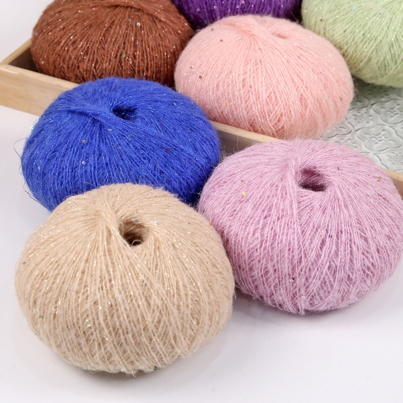 Sequin Floral Mohair Fine Wool Shiny Lace Yarn Crochet Blanket Sweater Hat Cover-Up Shawl Sequin Floral Mohair Fine Wool Shiny Lace Yarn Crochet Blanket Sweater Hat Cover-Up Shawl