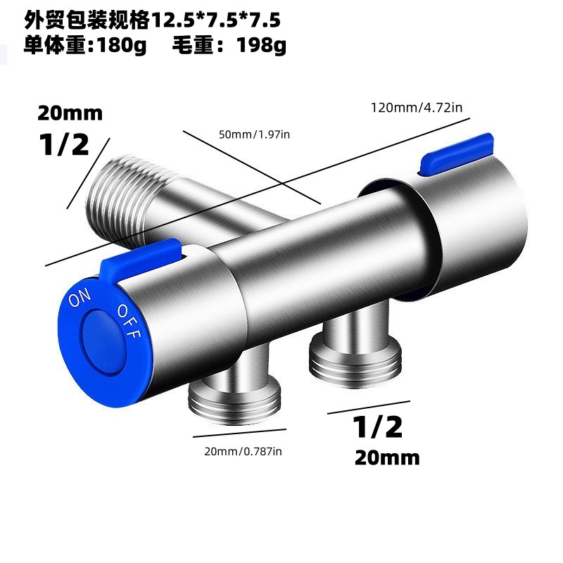 304 이중 손잡이 이중 제어 수도꼭지(파란색 바퀴)