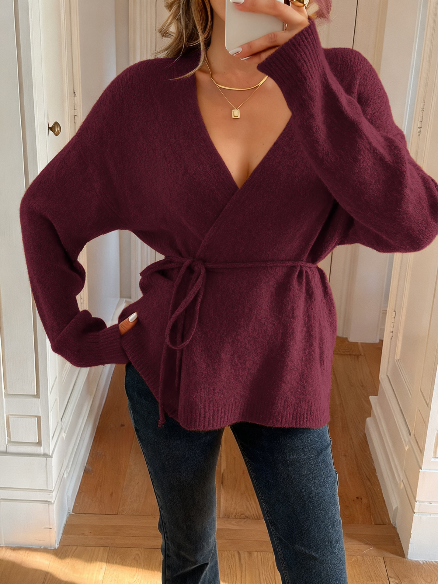 Women's Elegant Solid Color Long Sleeved Jacket Autumn Winter Outerwear Independent Website_ecoleips.com