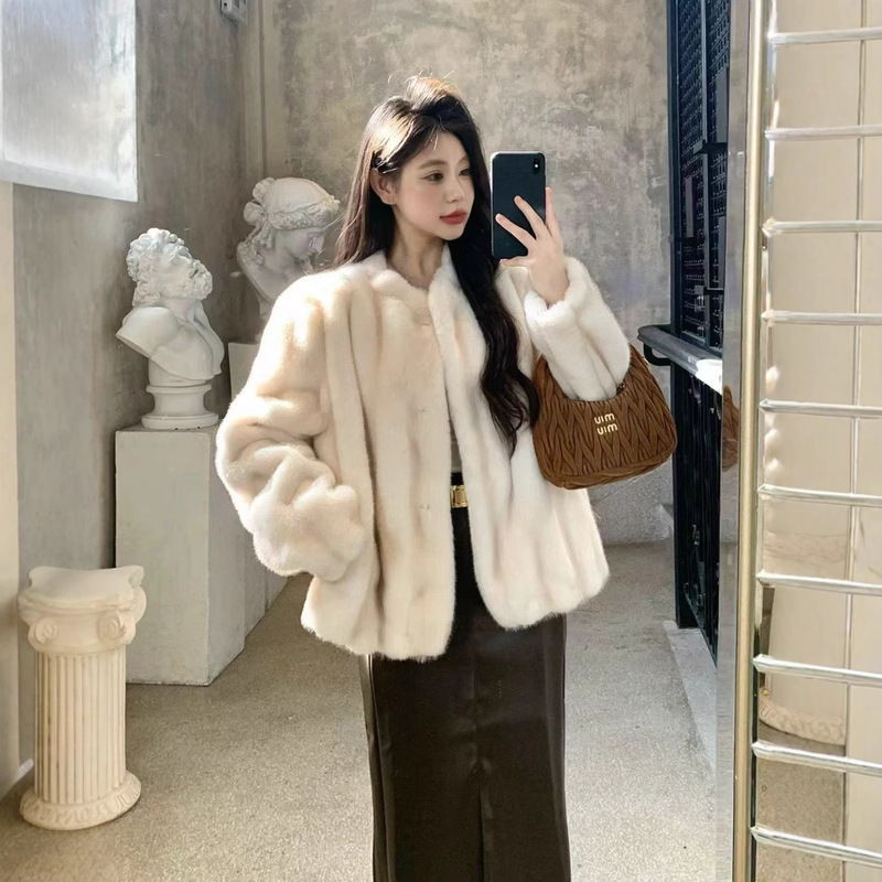 Imitation Mink Fur Coat for Women, Short Style, Eco-Friendly Fur, Young Style Leather Coat, 2025 New Model, Eco-Friendly Fur Imitation Mink Fur Coat for Women, Short Style, Eco-Friendly Fur, Young Style Leather Coat, 2025 New Model, Eco-Friendly Fur