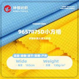 75D小方格面料户外T恤针织面料 涤纶网布吸湿排汗运动服布料批发