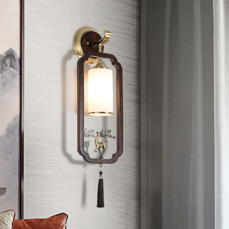 Nuevo estilo chino todo cobre lámpara de pared Zen de espectro completo dormitorio lámpara de pared de fondo dormitorio de madera sólida lámpara de cabecera de cama 667L