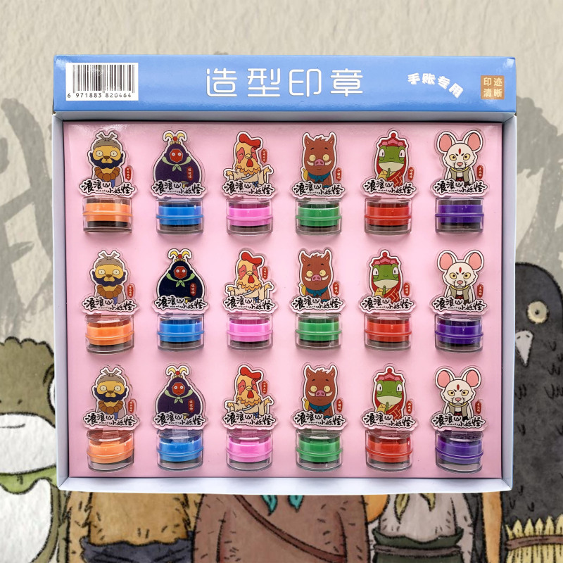クロスボーダー新ラブブ 18 アクリルシール LABUBU かわいい装飾品子供用スタンプご褒美シールバッチ|undefined