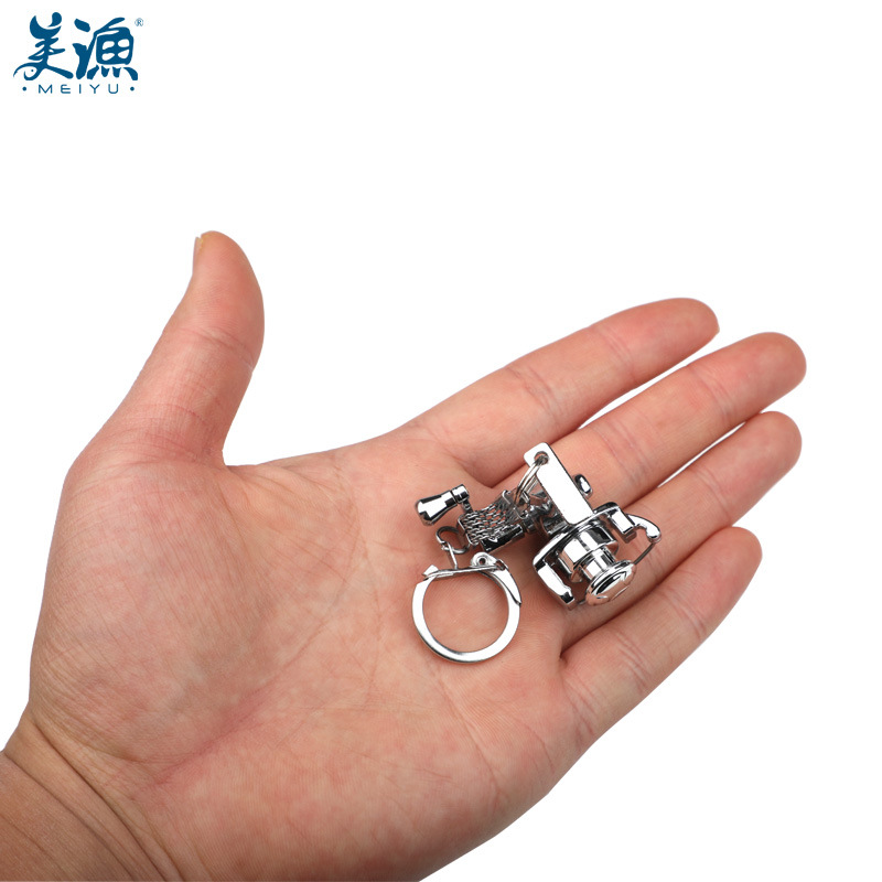 Meiyu shakable metal carrete de pesca llavero artesanía accesorios pesca carrete llavero