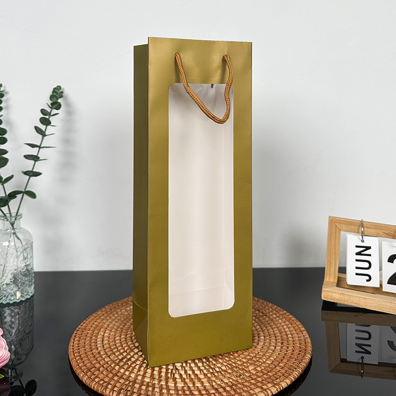 Oro; cartón blanco; bolsa de vino tinto 12,5*8,5*36cm