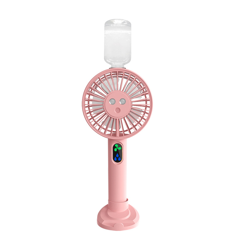 Neuer kleiner, tragbarer Ventilator mit Doppelfunktion für den Sommer, ideal für draußen, mit langer Akkulaufzeit und Sprühfunktion für kalte Temperaturen_voghion.com