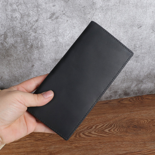 Amazon eBay AliExpress cross-border trade magnetic-proof Crazy Horse leather men's wallet genuine leather long style suit bag top-layer cowhide