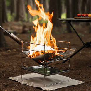 Fire Rack Outdoor Portable Stainless Steel Stove Foldable Camping Picnic Barbecue Charcoal Barbecue Stove Direct Sale