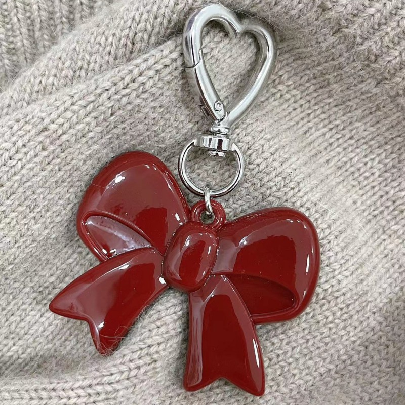 26g Weight Keychain Classification 1 Piece Quantity Daily Occasion Acrylic Material Heart Shape, Bow Knot Pattern Plating Design Sweet Style 1 Piece Sweet Heart Shape Bow Knot Acrylic Plating Keychain 6