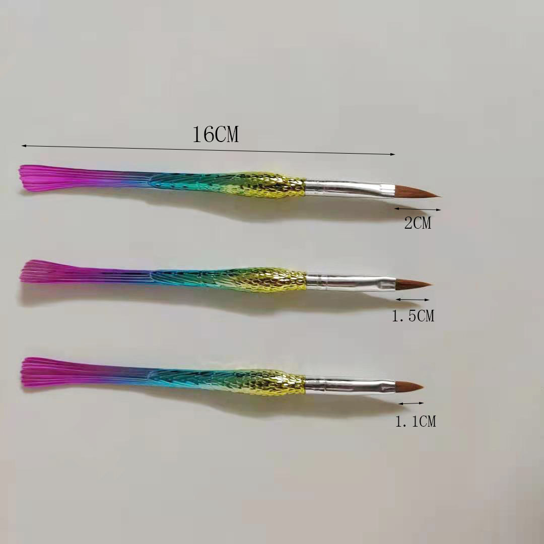 Juego de Pinceles de Fototerapia para Uñas de Plástico Juego de 3 Piezas con Mango Largo para Uso Diario