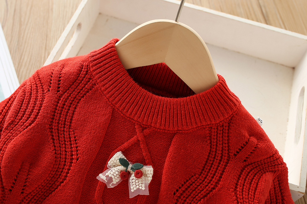 Pull en laine pour fille, ensemble pull en laine cerise, à la mode, nouvelle édition coréenne, automne/hiver 2023_voghion.com