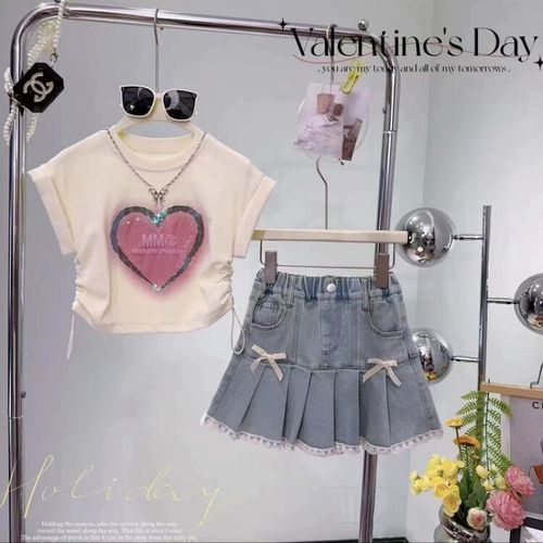 Summer New Heartless Sleeveless Denim Short Skirt Set H-819