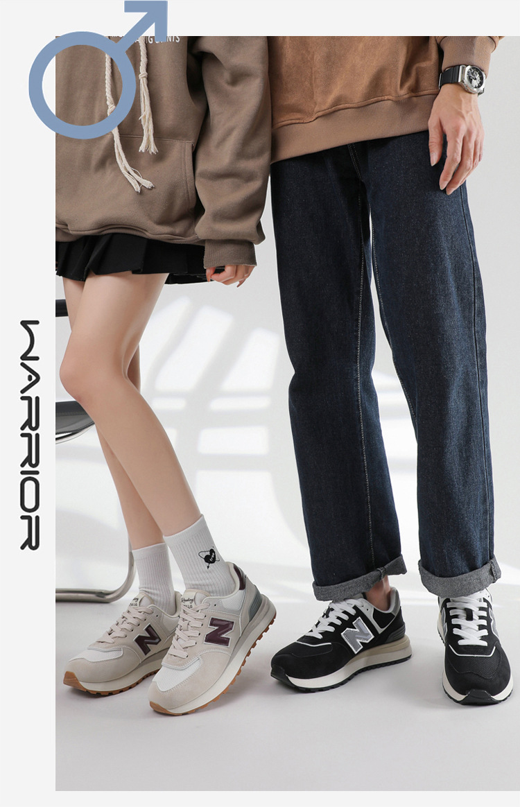 Giày sneaker nữ đế dày phong cách cổ điển N chữ tăng chiều cao — 574LG Xám nguyên tổ chi tiết 21