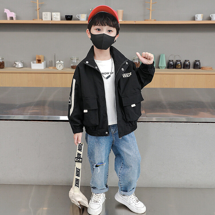 Sprint Suit 2023 Spring and Autumn New Children's Standing Neck Windbreaker Boys' Handsome Versatile_voghion.com