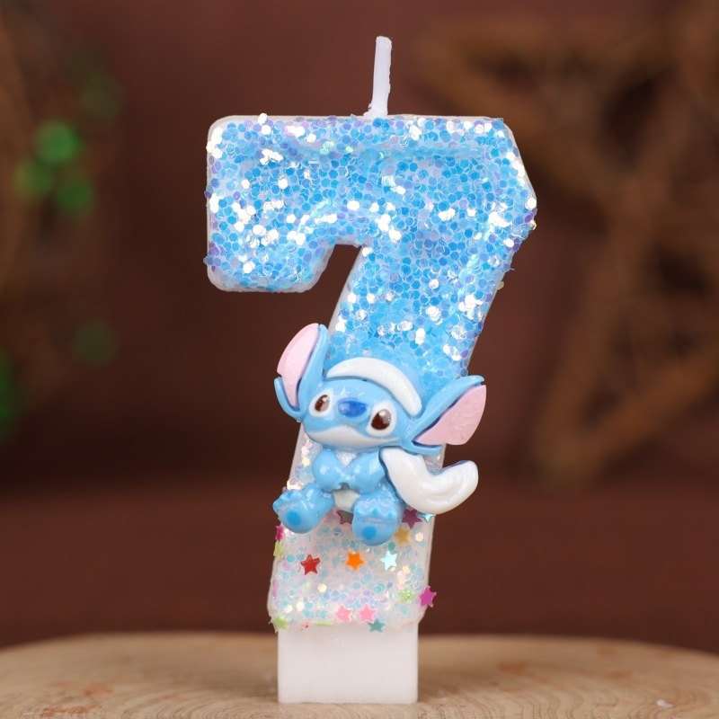 ブルーステッチデジタルキャンドル誕生日ケーキデコレーションパーティーオーナメントプラグインクロスボーダー特別な手作りキャンドル0-9|undefined