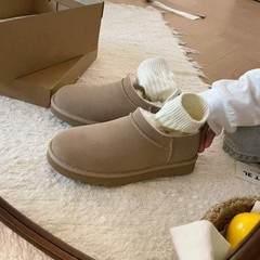 河南桑坡MINI雪地靴新款女皮毛一体超迷你小短靴舒适一脚蹬雪地靴
