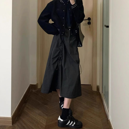 American Workwear Half-Body Skirt for Women 2025 Autumn Fat Sister MM Casual Hip-Hiding Slimming A-Line Umbrella Skirt