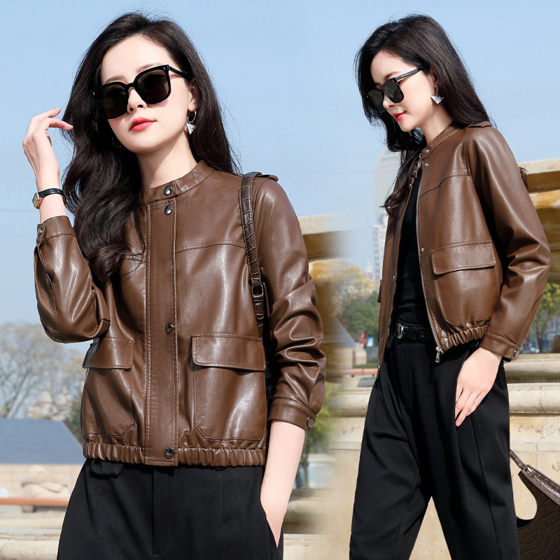 专柜同款2025年新款百搭真皮皮衣女海宁绵羊皮时尚洋气皮夹克外套