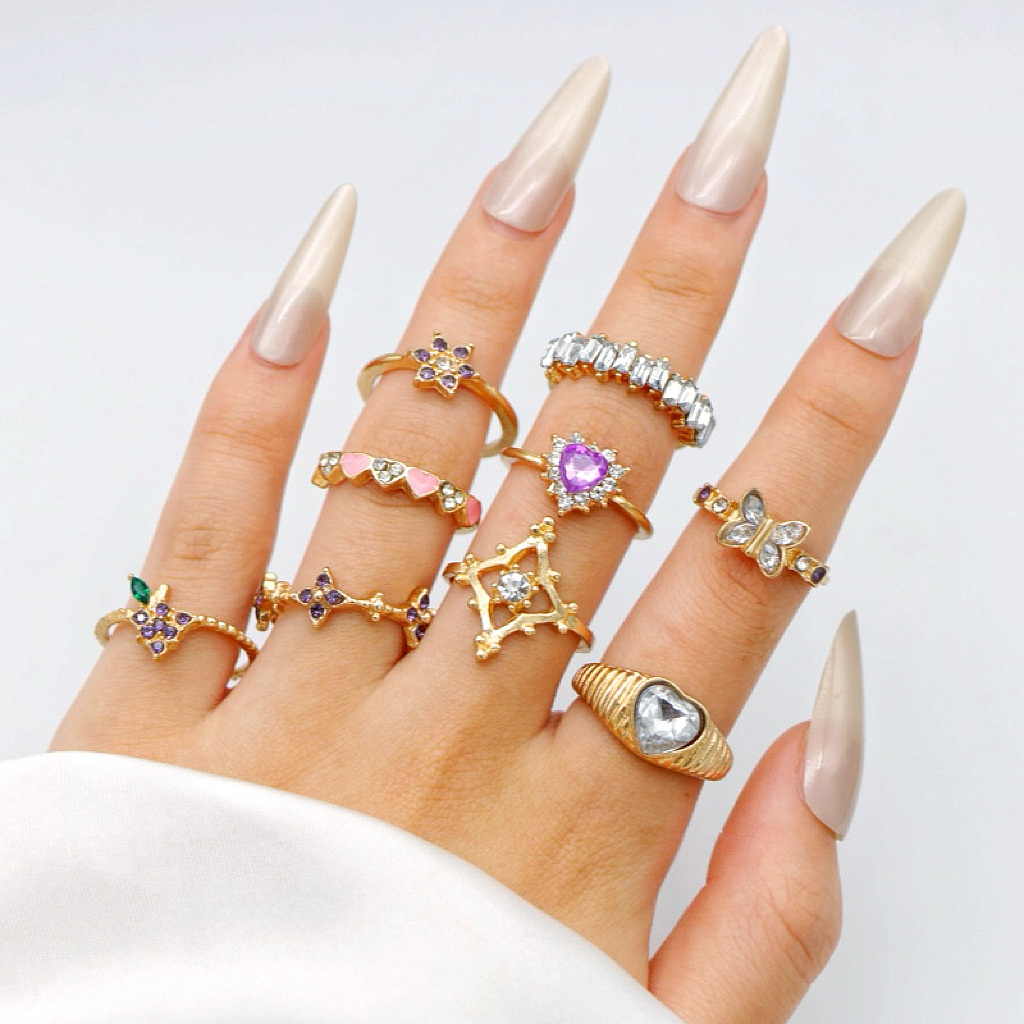 fashionable trend fuchsia geometric ring