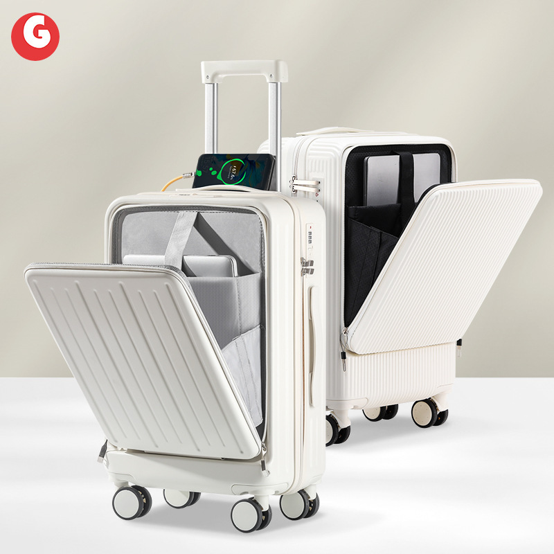Front Opening Suitcase with Double Password Lock, Business Travel Trolley Case, Unisex High-End Suitcase, Leather Suitcase Front Opening Suitcase with Double Password Lock, Business Travel Trolley Case, Unisex High-End Suitcase, Leather Suitcase