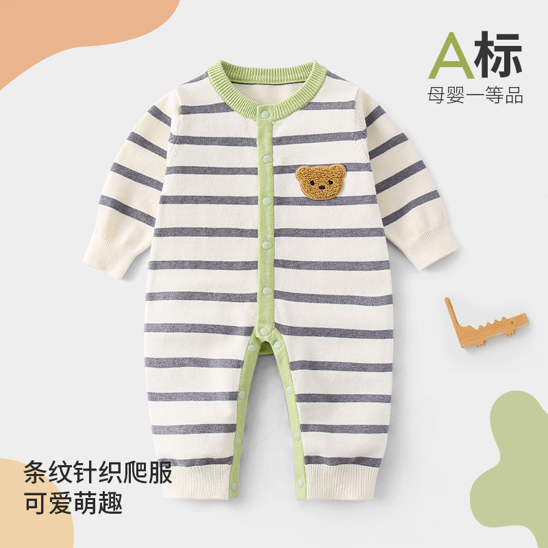 Baby Clothes 2025 Spring Clothes Newborn Boys and Baby Knitted Bodysuit Full Moon Baby Girl Sweater Outfit