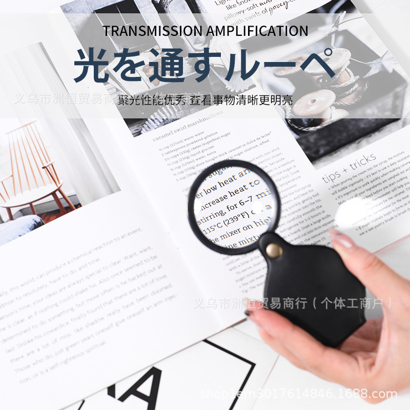 高精細ミニ10倍小型拡大鏡、レザーケース付き、折りたたみ式、ポータブル、高齢者、読書、新聞、子供、学生向け|undefined