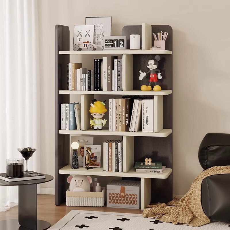 Multifunctional Storage Rack, Color Matching, Simple Bookshelf, Floor-Standing Pure Solid Wood Study, Children's Display Bookcase