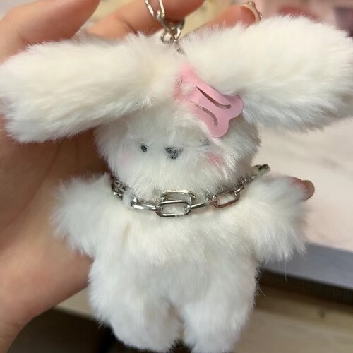 Rabbit Ins bow pendant cute flying plush doll hanging ornament doll keychain school bag gift