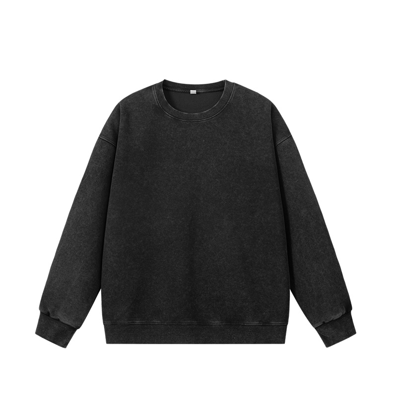 Vintage Washed Oversized Crewneck Sweatshirt - 330GSM Cotton Blend Drop Shoulder Unisex Pullover For Men & Women_voghion.com