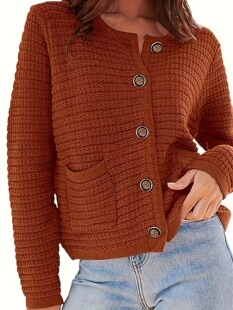 X 13148 Long Sleeve Round Neck Knit Cardigan �͹�ᘿ��_��