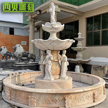 石雕欧式人物天使喷泉户外流水西方人物喷泉广场别墅庭院景观雕塑