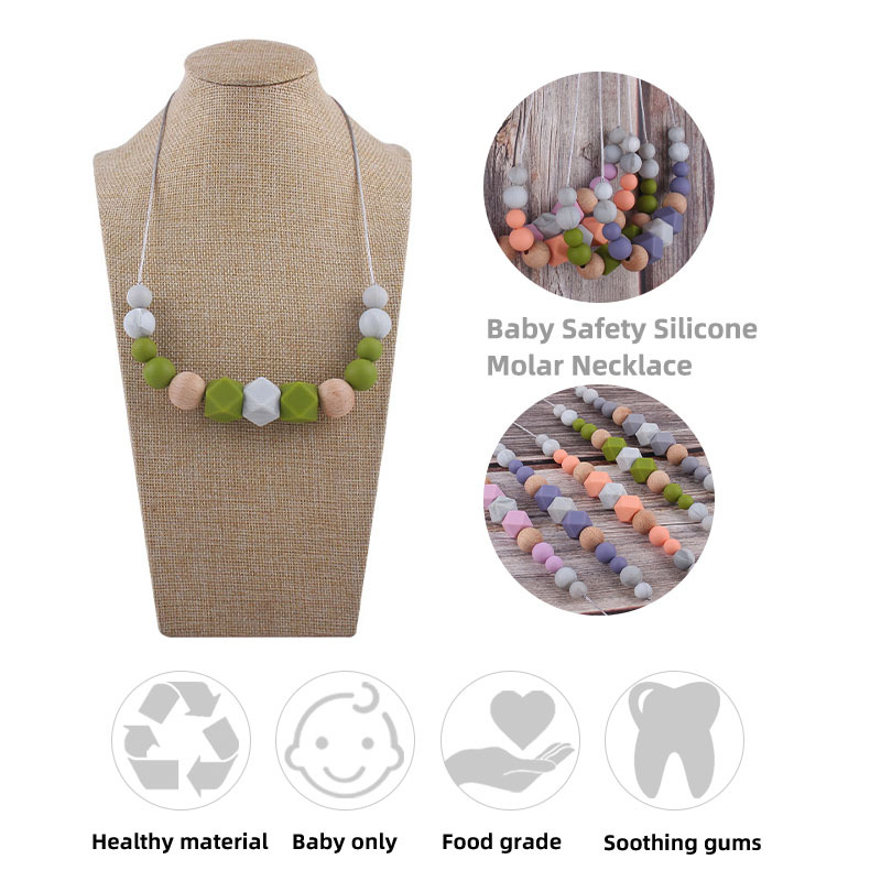 Comercio exterior Amazon nuevo silicona molar teether collar bebé teether palo masticable colgante collar