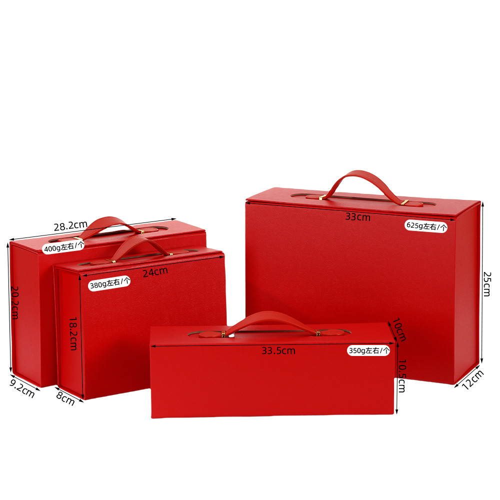 Caja plegable de mano roja; tamaño pequeño 24 * 18.2 * 8 cm