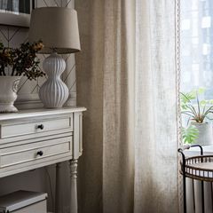 Imanqi Yun Window Curtains Washable Linen Curtains Finished Modern Small Window Kitchen Curtains Solid Color Semi-Darkening Curtains Factory Direct Supply