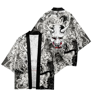 新款国潮国风原宿百鬼夜行阿修罗日式复古开衫和服羽织披风数印花