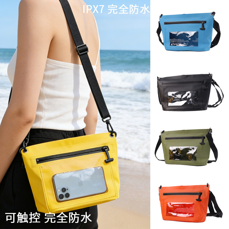 Ipx7 Airtight Zipper Waterproof Bag Outdoor Mobile Phone Waterproof Bag Large Capacity Swimming Rafting Seaside Storage Crossbody Bag