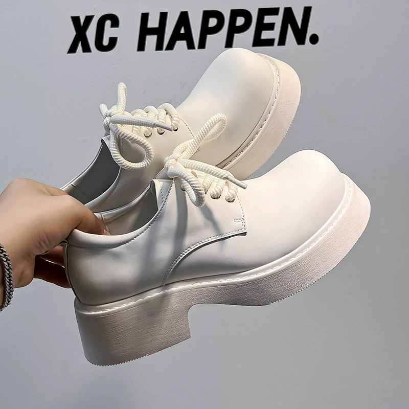 Мужские кожаные туфли Весна Британские повседневные ботинки Дерби Мужские свадебные черные низкие ботинки Martin 24308-A